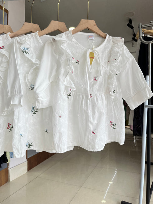 Women Embroidered Korean Tops